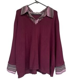 Apt 9 Womens‎ Top Plus Size 3X Rayon Blend Office Faux Layered Vneck Stretchy